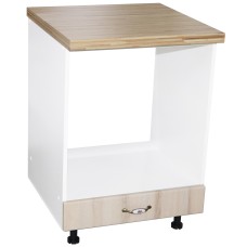 Corp pentru cuptor incorporabil cu sertar Zebra, Alb/MDF Sonoma, cu blat artar, 60 x 85 x 60 cm